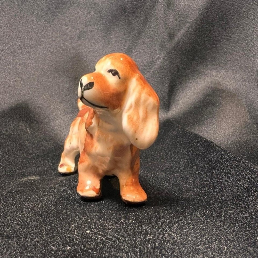 Cocker Spaniel Figurine Vintage Small Brown White Excellent Ceramic Dog - Picture 4 of 7